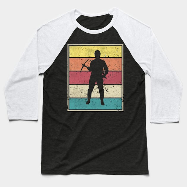 Construction Worker Pickaxe Baseball T-Shirt by bridgewalker